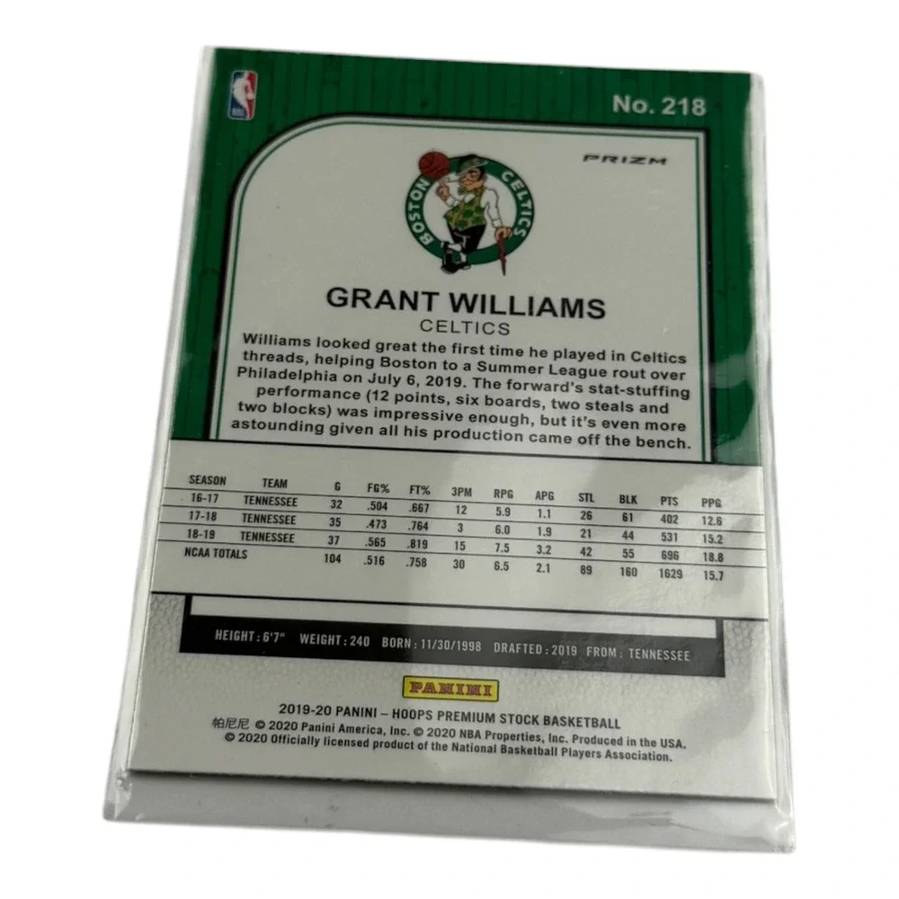 2019-20 Panini NBA Hoops Premium Stock Grant Williams Green Prizm RC No. 218